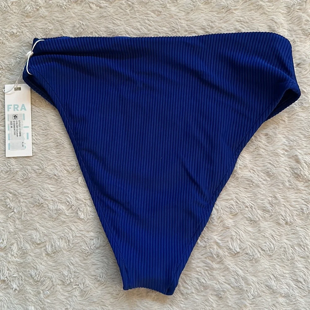 Frankies Bikinis Jenna Ribbed High Waist Bikini Bottom NWT